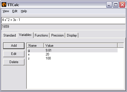 TTCalc variables tab