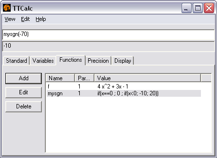 TTCalc functions tab